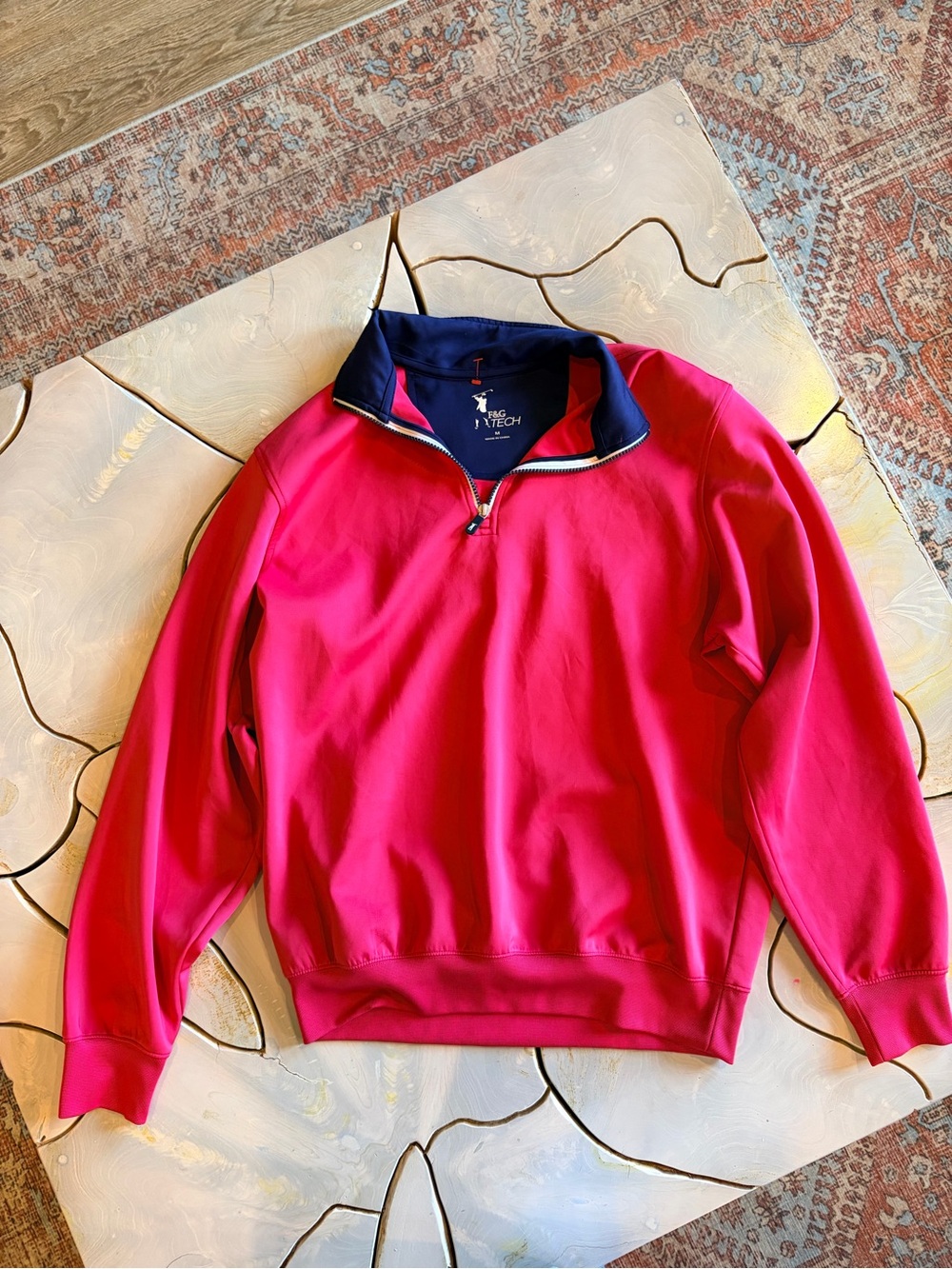 Fairway and Greene Men's Pink Quarter-Zip Pullover Sweater